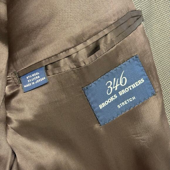 Brooks Brothers 346 Houndstooth Mens 45R 2-Piece Suit Pants Blazer Wool Lycra - Picture 12 of 16